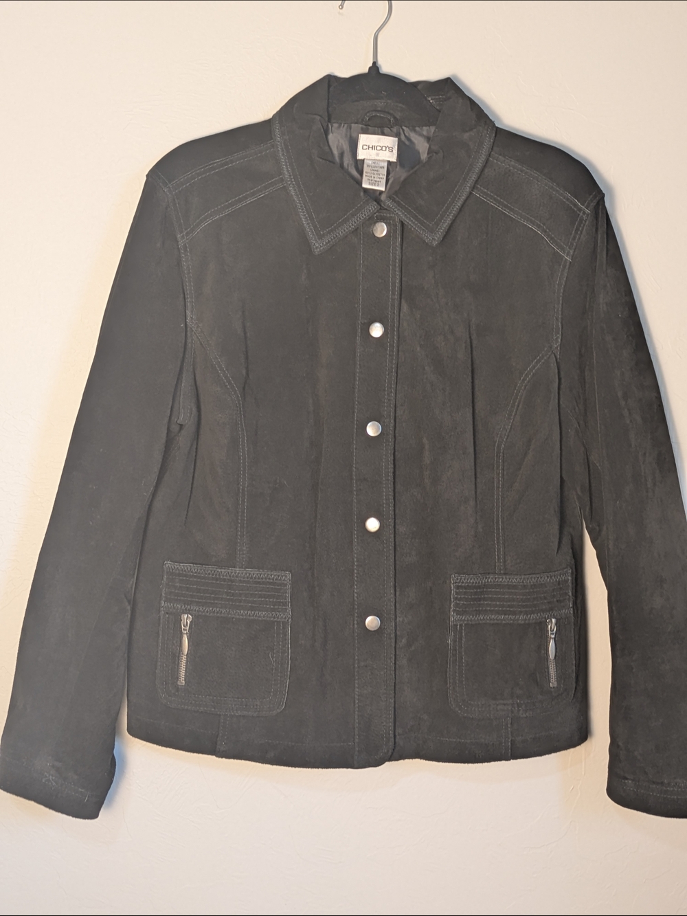 Chico's Black Suede Jacket S:2L/12 Whimsy God's Moto Western Cowgirl Luxury Boho
